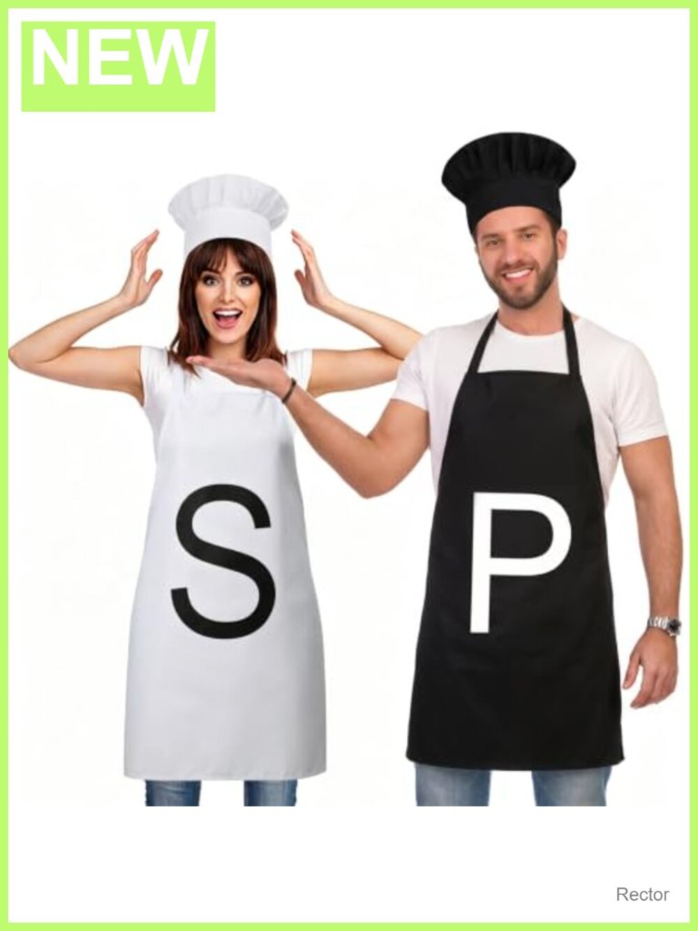 2 Set Salt and Pepper Costume Apron and Hat for Couple Halloween